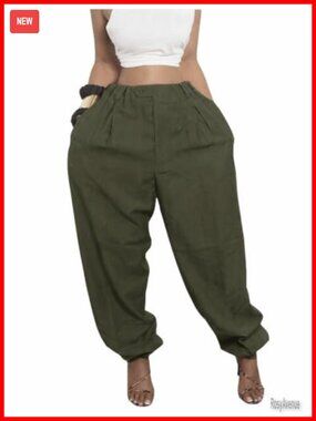 Women's Baggy Parachute Harem Pants High Waisted Tapered Streetwear with Pockets